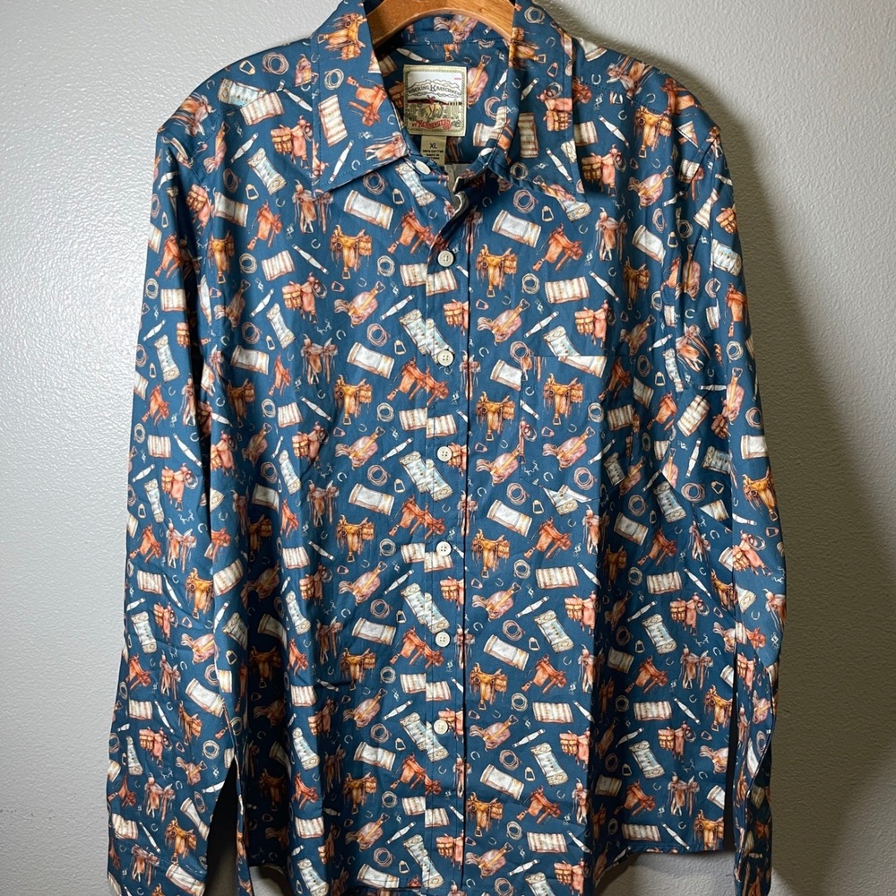 Rocking K  Ranchwear by Kennington Men's XL  Western‎ Botton Up Blue